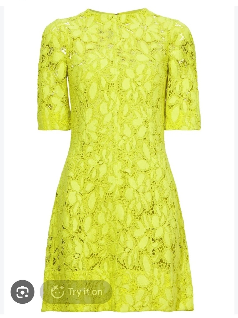 Proenza Schouler Chartreuse Lace Mini Dress